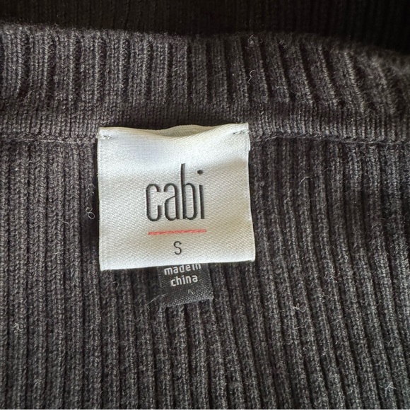 CAbi Black Crosstie Top Satin Front Ribbed Back Mixed Media Style 4288 - Picture 5 of 6